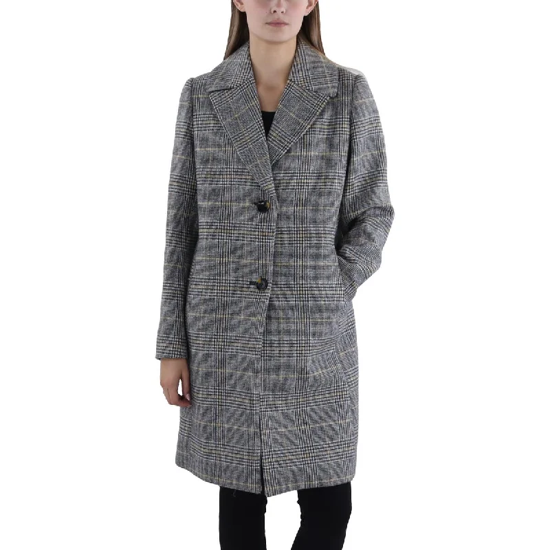 Comfortable Outfits Womens Wool Blend Plaid Overcoat