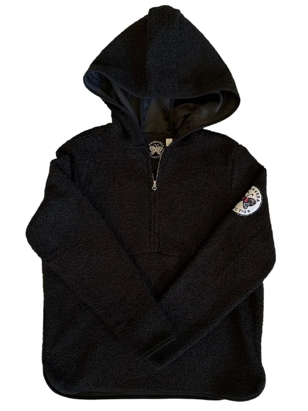 Smart Casual Wear Butterfly patch fleece Black (Small - 2 XL)