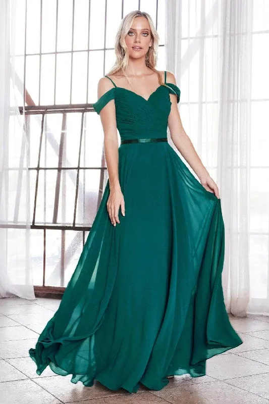Street Tees Ladivine CD0156 - Off Shoulder Pleated Bodice Dress