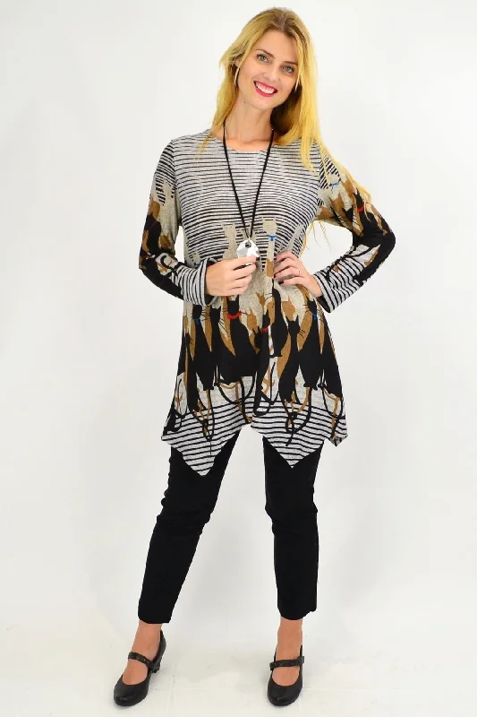 Classic Jackets Taupe Brown Winter Kitty Cat Tunic Top