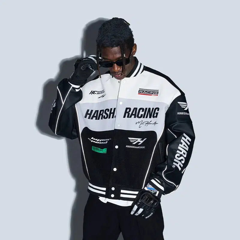 Flexible Casuals Racing Motorcycle PU Leather Jacket