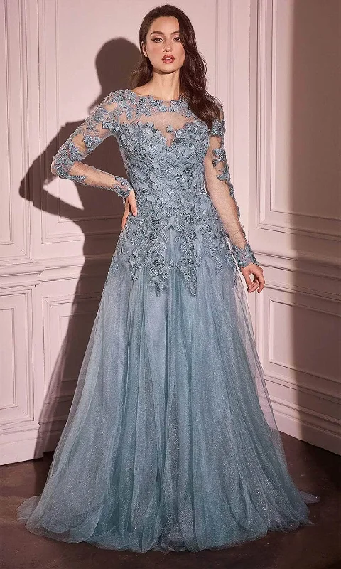 All-Season Outfits Andrea and Leo MA108 - Illusion Long Sleeve Evening Gown