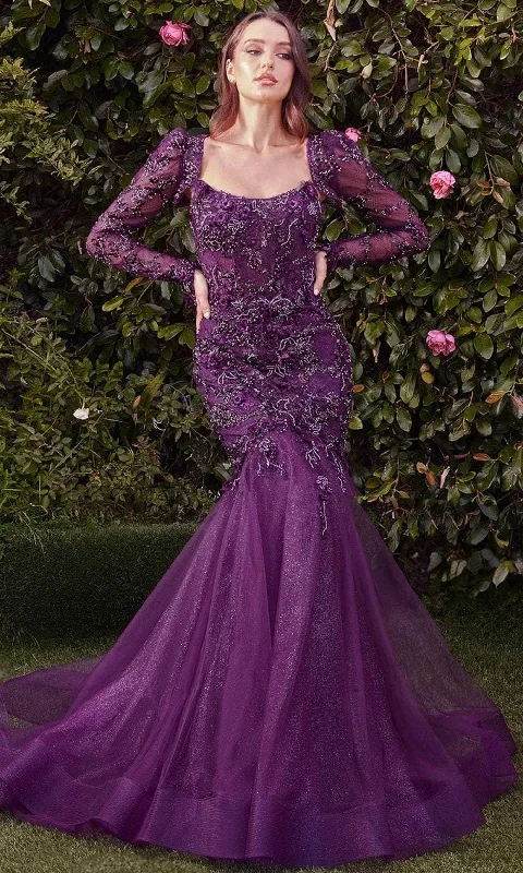 Versatile Knitwear Andrea and Leo MA101 - Appliqued Mermaid Evening Gown