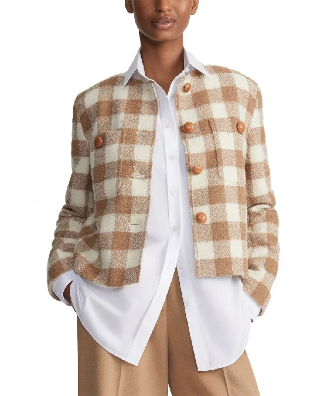 Office Attire Lafayette 148 New York Collarless Patch Pocket Wool-Blend Jacket