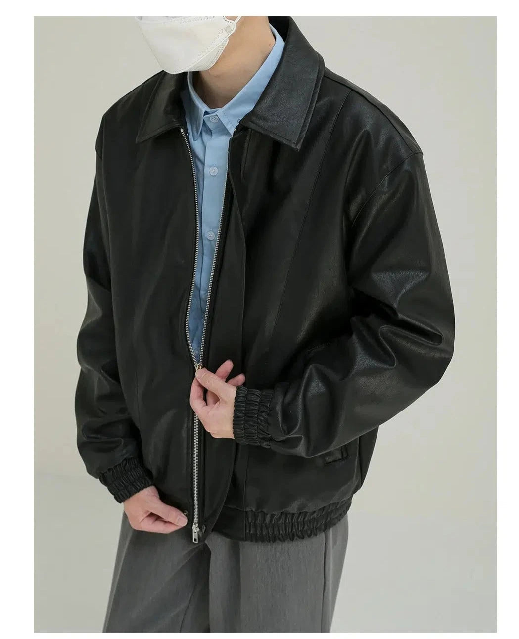 Minimalist Fashion Full-zip Leather Jacket