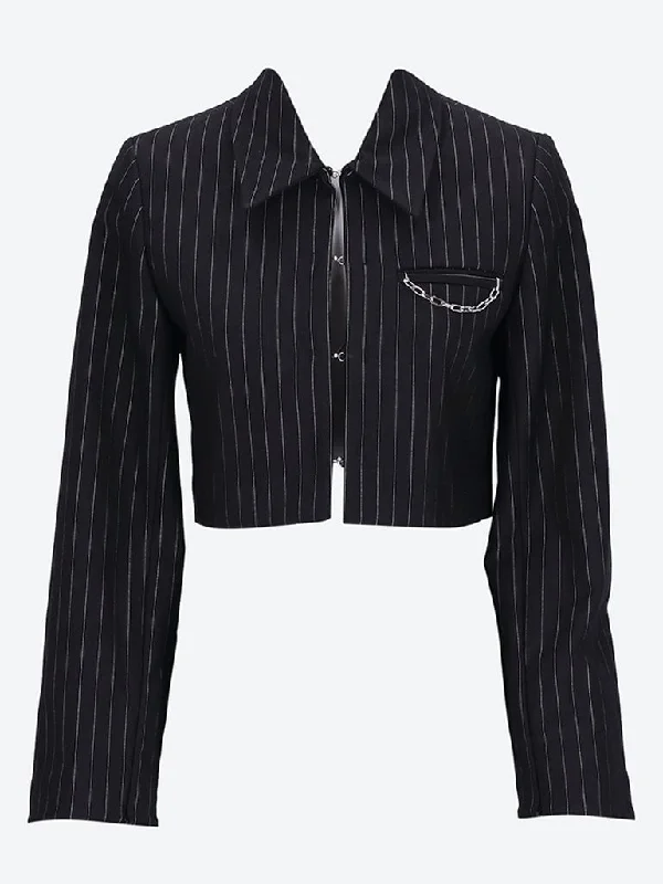 Classic Blazers Compact stripe jersey short blazer