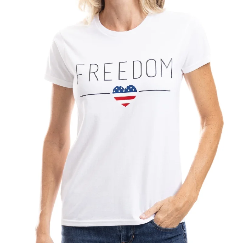 Streetwear Look Women's Freedom Flag Heart T-Shirt