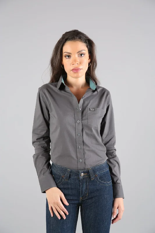 Casual Layers Kimes Ranch Womens Linville Pewter Cotton blend L/S Shirt