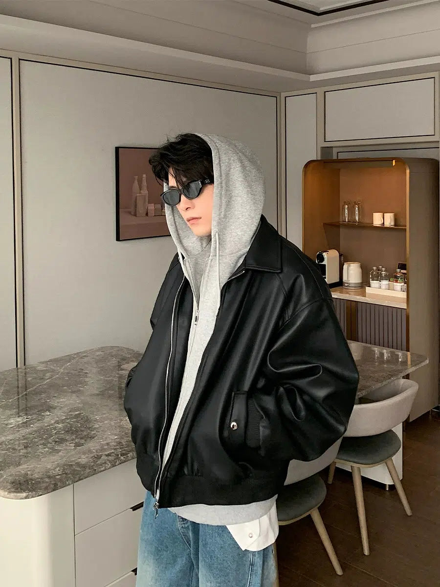Comfortable Layers Classic-fit Leather Bomber Jacket