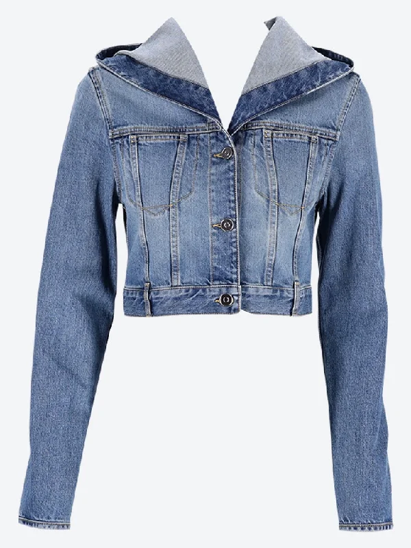Denim Jackets Stone washed hooded jacket