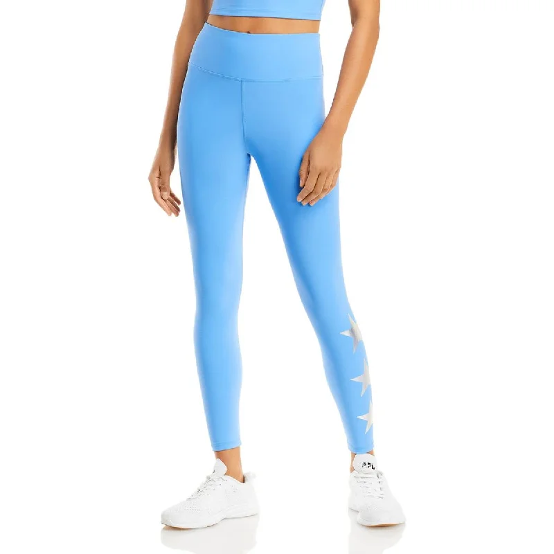 Printed Jackets Aqua Womens Foil Star Ankle Activewear Athletic Leggings