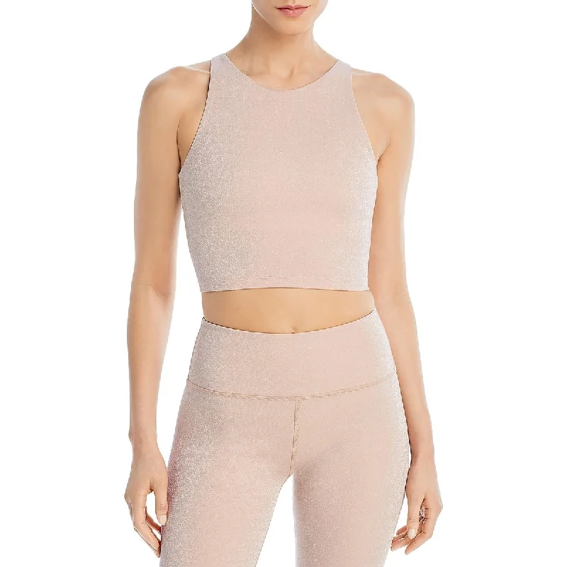 Relaxed Looks Aqua Womens Metallic Yoga Sports Bra