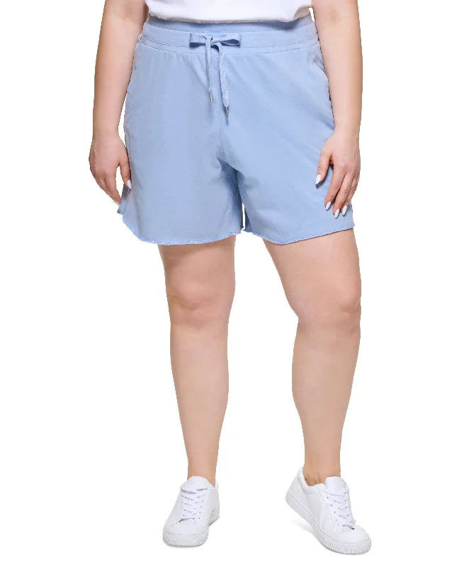 Soft Streetwear Calvin Klein Performance Plus Size High Waist Cotton Shorts