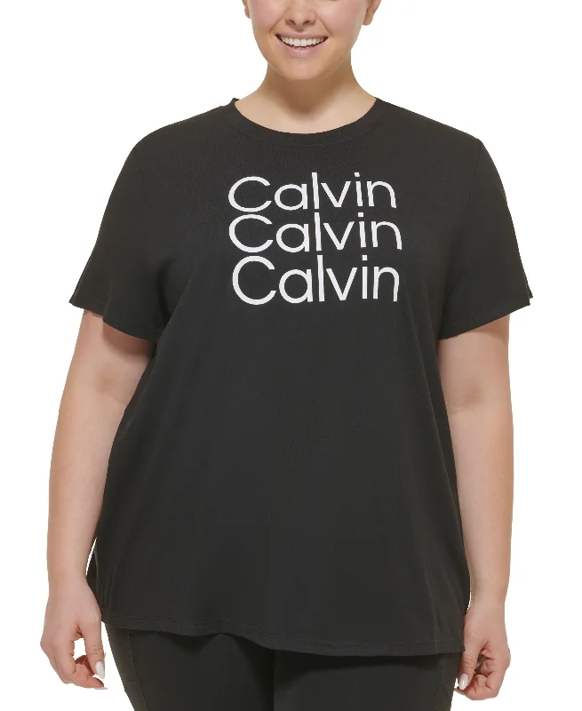 Printed Trousers Calvin Klein Performance Plus Size Triple Logo T-Shirt