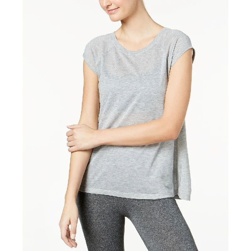 Calvin Klein Performance Women's Cap-Sleeve Strappy-Back T-Shirt Grey Size Medium - M