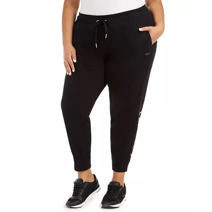 Calvin Klein Women's Active Fleece Jogger Pants Black Size 2X