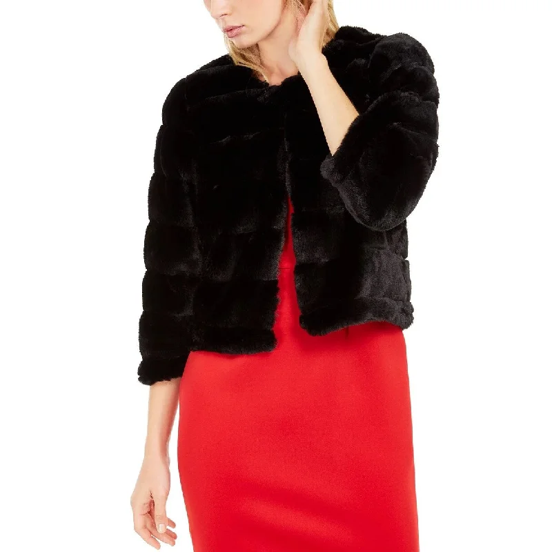 Calvin Klein Women's Faux-Fur Shrug Black Size Medium