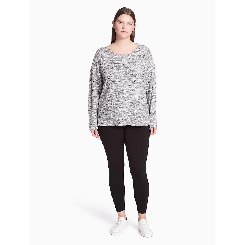 Calvin Klein Women's Plus Size Performance Heather Grey Drop Shoulder Shirt 2X - 2X (18W - 20W)