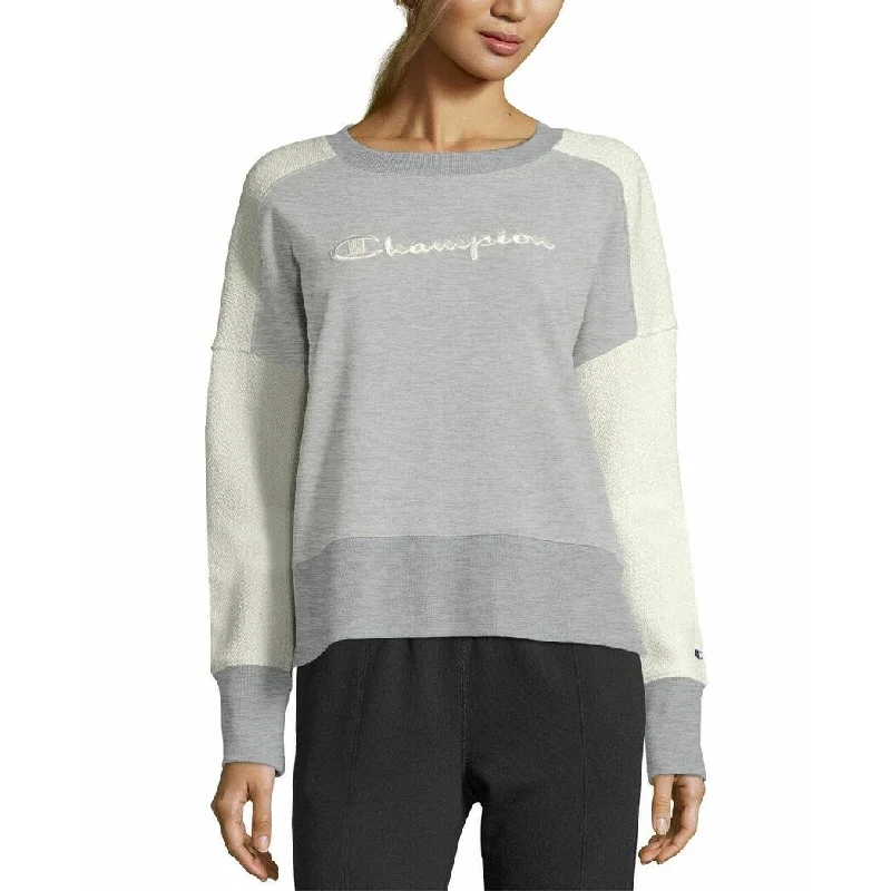 Champion Women's Heritage Cotton Mixed Texture Sweatshirt Grey Size S - Small