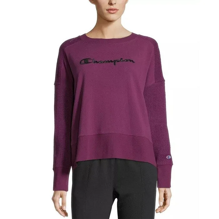 Champion Women's Heritage Mixed Texture Sweatshirt Purple Size PM - Petite Medium