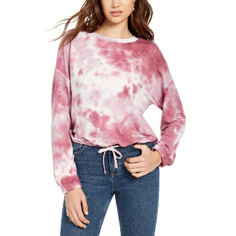 Hooked Up By IOT Juniors' Tie Dye Sweatshirt Pink Size Medium