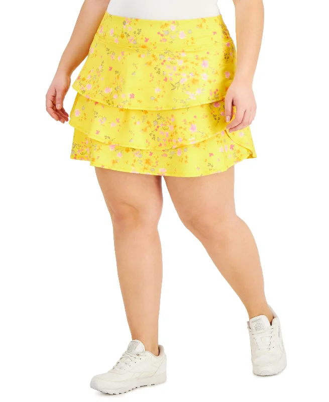 Relaxed Layers ID Ideology Plus Size Floral Print Flounce Skort