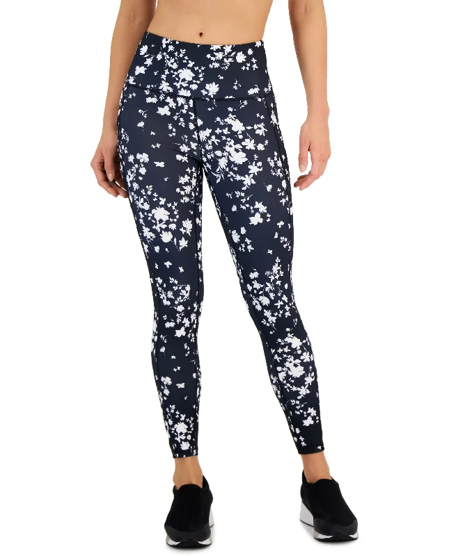 Trench Coats ID Ideology Womens Compression Floral Print Side Pocket 7/8 Leggings