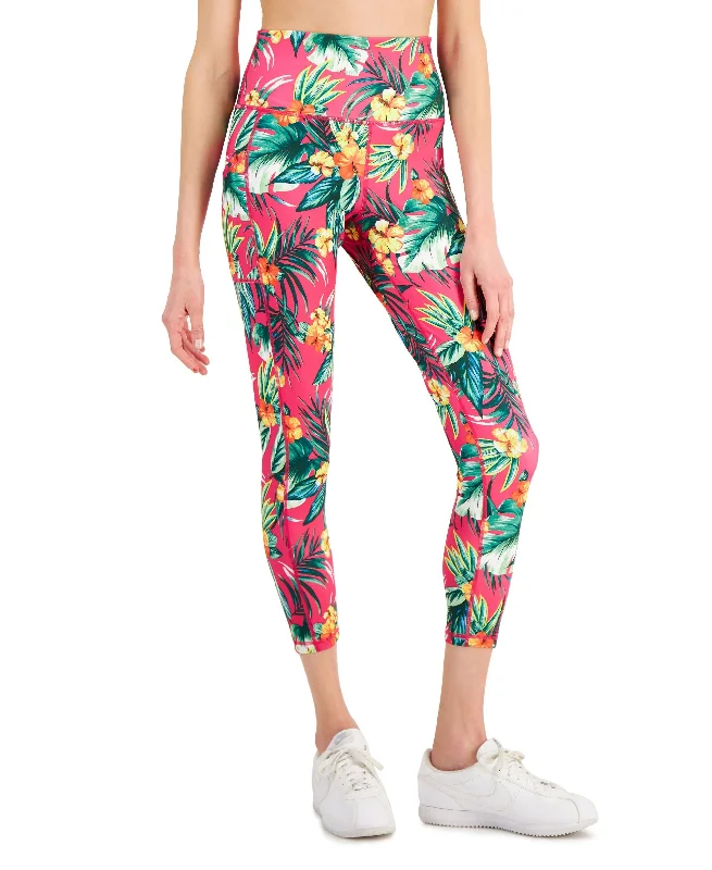 Leather Jackets ID Ideology Womens Tropical Side Pocket 7/8 Leggings