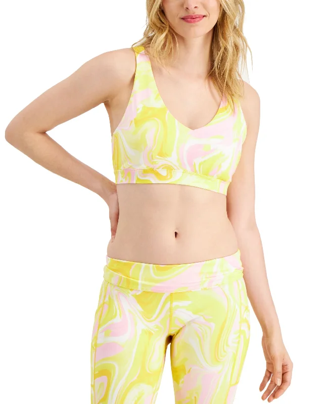 Printed Jackets ID Ideology Womens Watercolor Whirl Low Impact Sports Bra