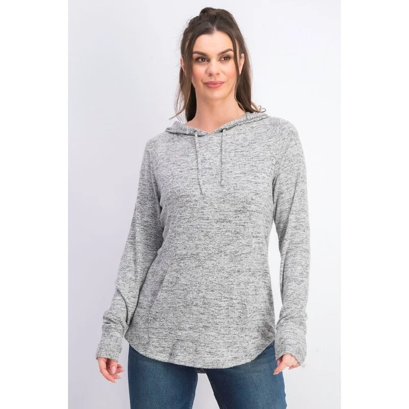 Ideology Women's Mushy-Knit Hoodie Silver Size X-Small