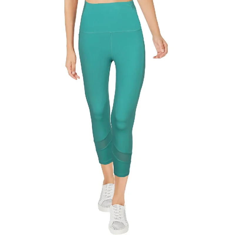 Sporty Chic Nicole Miller Sport Women's High Waisted Mesh Inset Activewear Capri Leggings