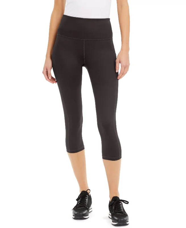 Smart Layers Petite Solid Side-Pocket Cropped Leggings