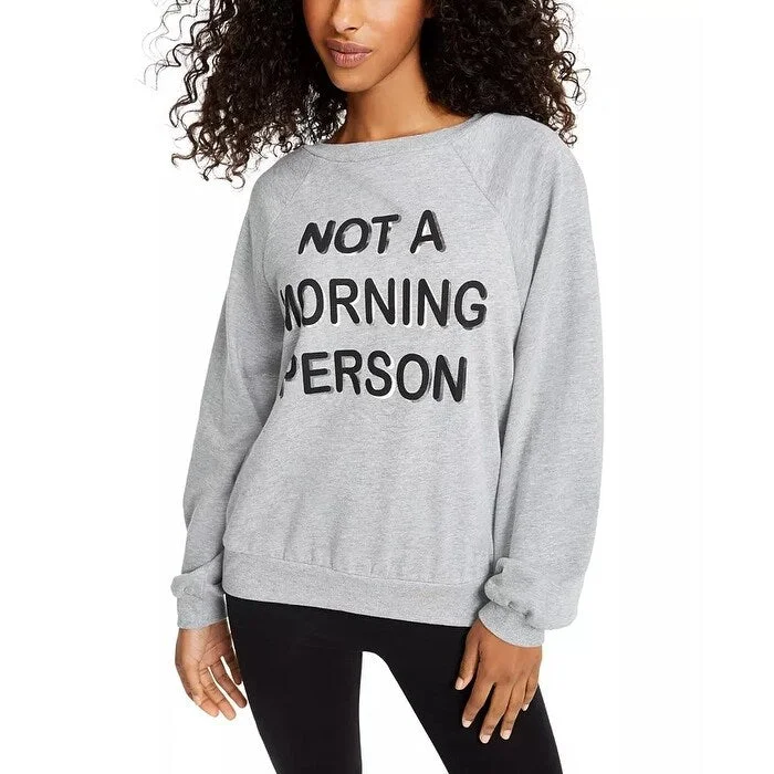 Rebellious One Junior's Not A Morning Print Sweatshirt Grey Size S - Small