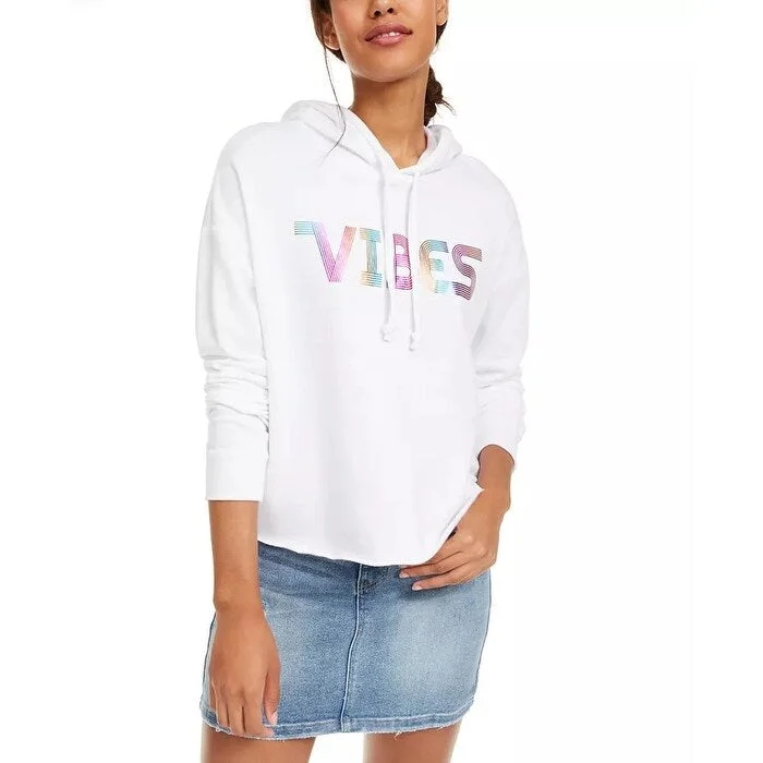 Rebellious One Junior's Vibes Graphic Hoodie White Size Large