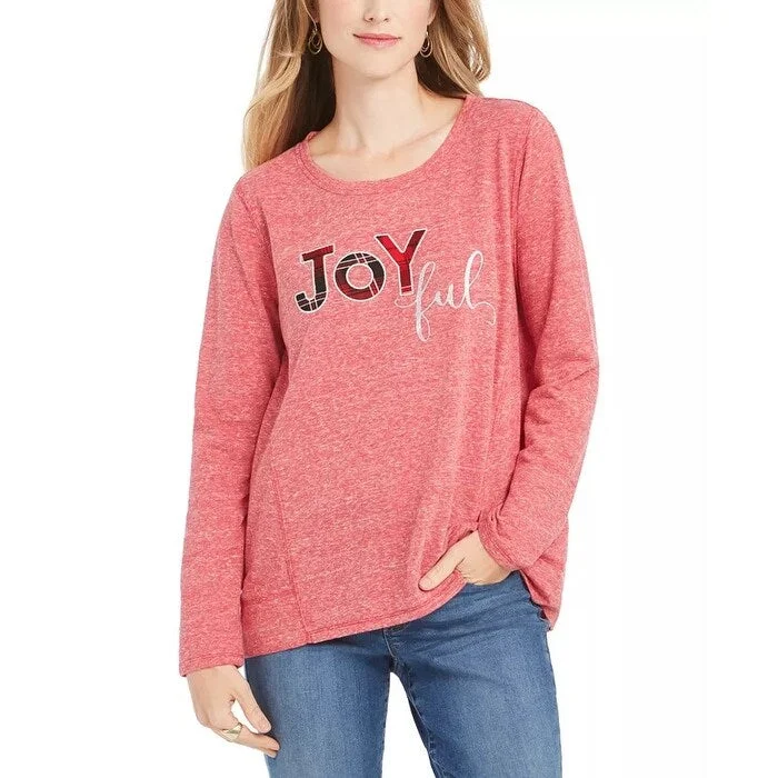 Style & Co Women's Joyful Graphic Sweatshirt Red Size X-Large