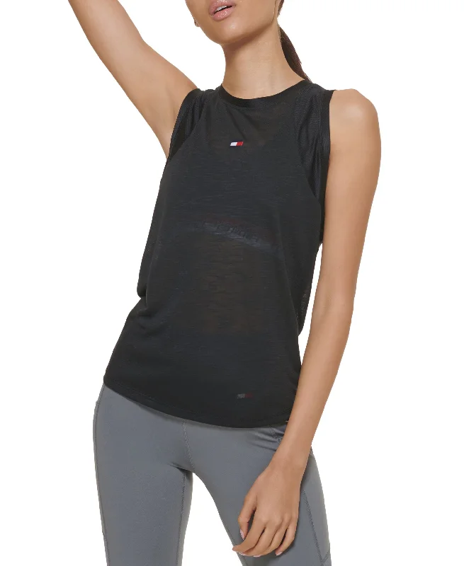 Casual Shirts Tommy Hilfiger Sport Mesh Panel Tie Back Top