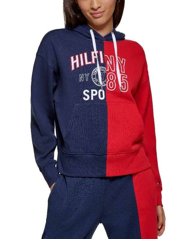 Street-Friendly Wear Women's Active color blocked with split graphic hoodie