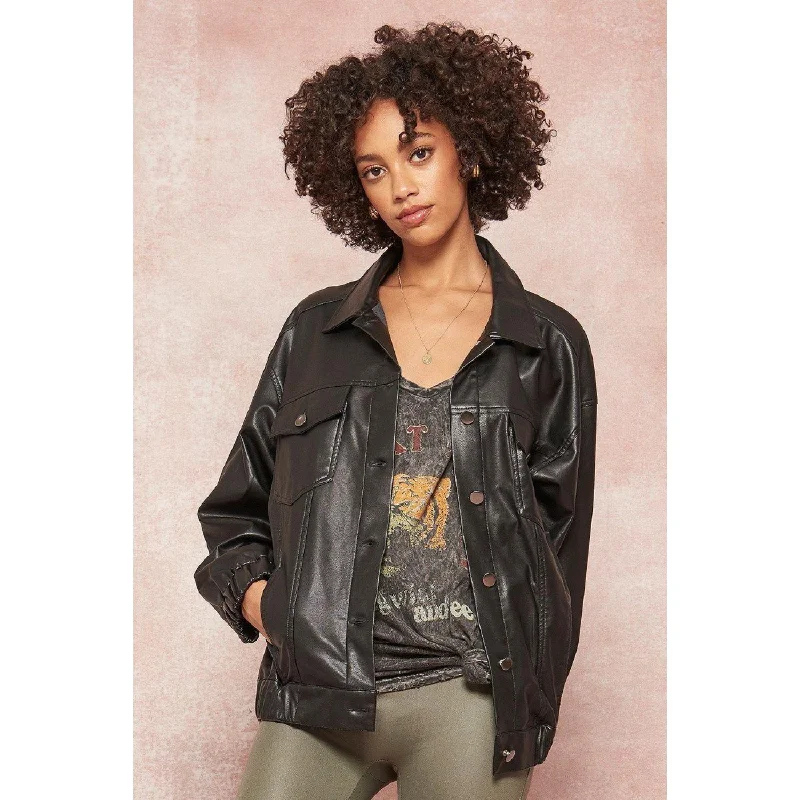Slim-fit Trousers A Faux Leather Jacket