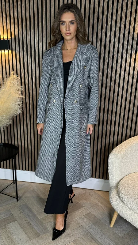 Effortless Comfort Alorie Grey Wool Finish Midi Length Coat