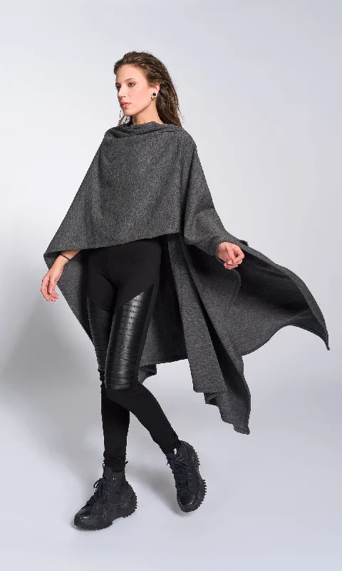 Asymmetric Knit Poncho Cardigan