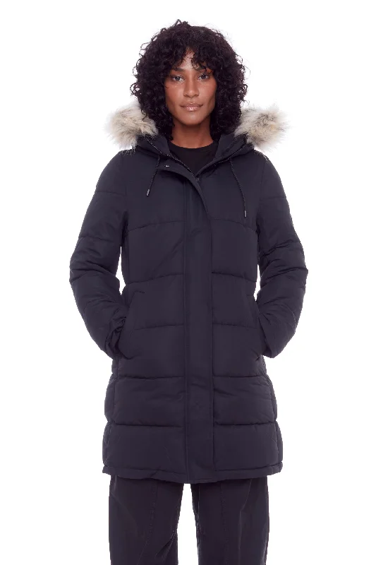 Modern Comfort AULAVIK | WOMEN'S VEGAN DOWN (RECYCLED) MID-LENGTH HOODED PARKA COAT Modern Comfort AULAVIK | WOMEN'S VEGAN DOWN (RECYCLED) MID-LENGTH HOODED PARKA COAT