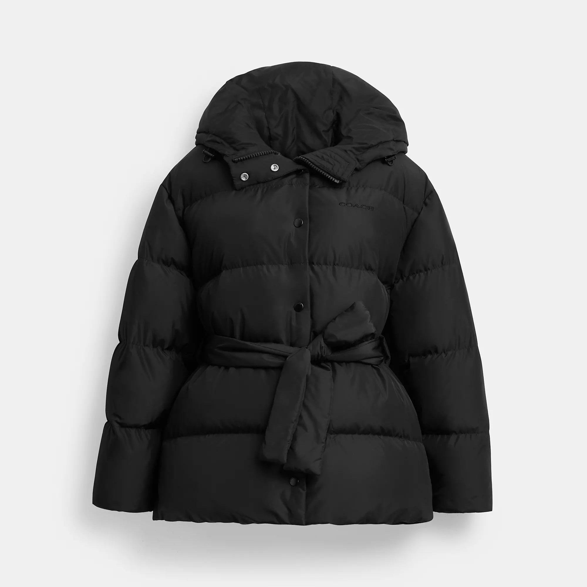 Trendy Apparel Coach Outlet Short Puffer With Belt In Recycled Polyester