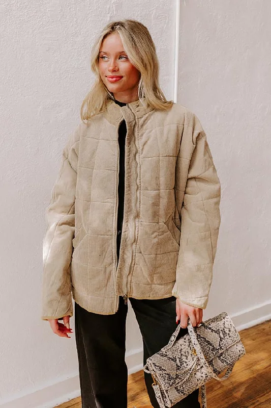 Cozy Moment Corduroy Jacket in Warm Taupe