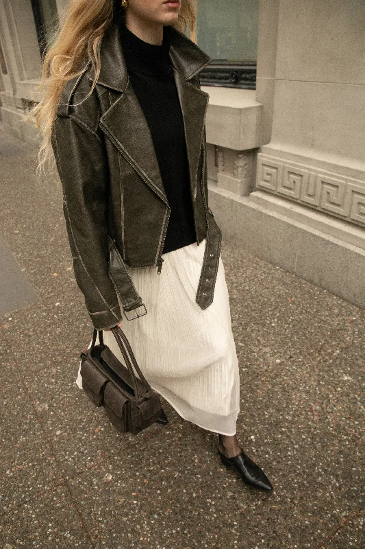 Casual Suits CROPPED VEGAN LEATHER MOTO JACKET
