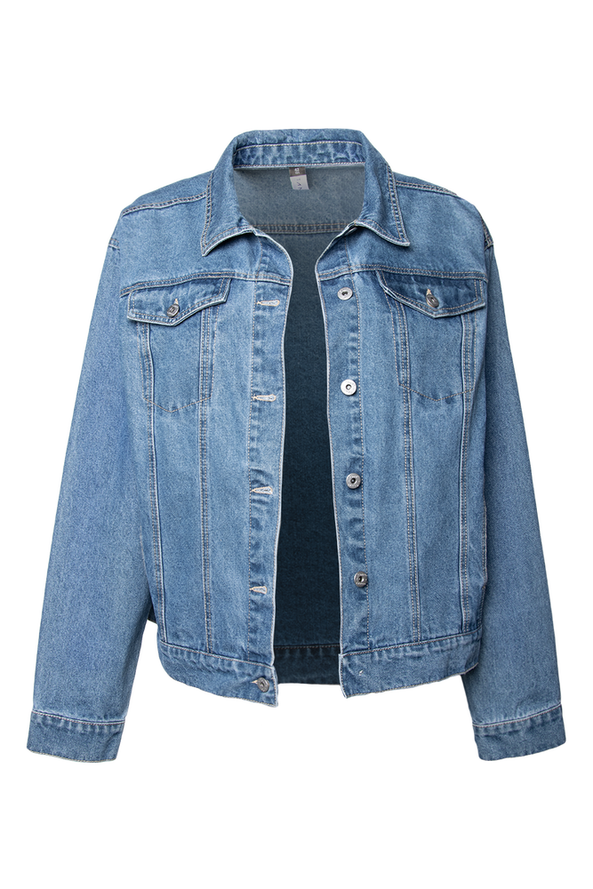 Quilted Jackets Denim Trucker Jacket Light Blue