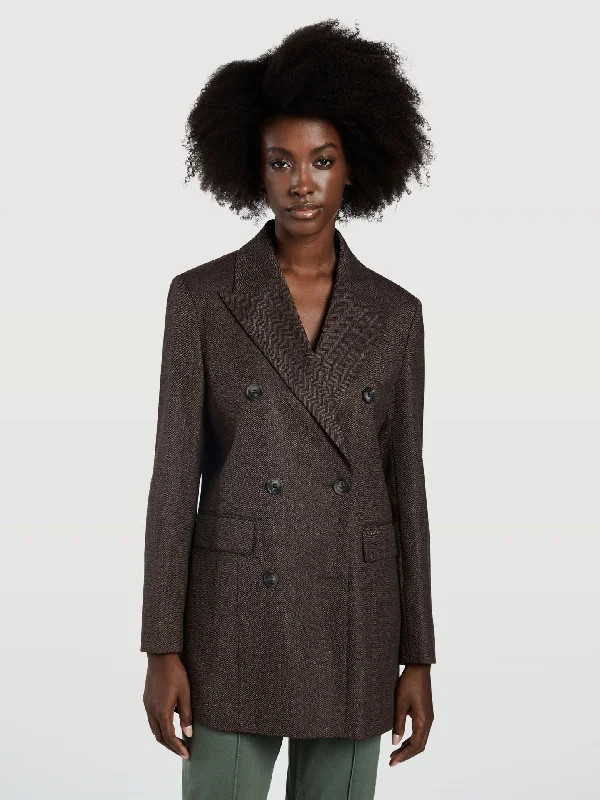 Casual Denim Double-breasted Wool and Cotton Blend Coat