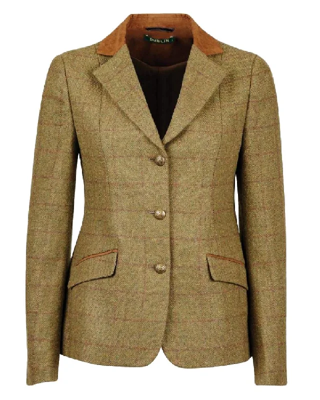 Timeless Style Dublin Womens Albany Tweed Suede Collar Tailored Jacket