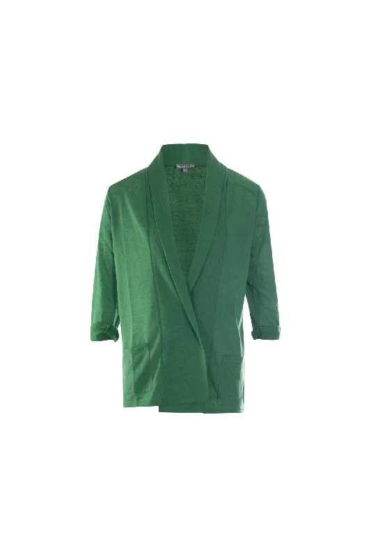 Casual Chic Edge to edge Slub fabric Jacket | FERN | 7095AR