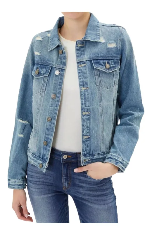 Minimalist Style Everyday Denim Jacket In Blue