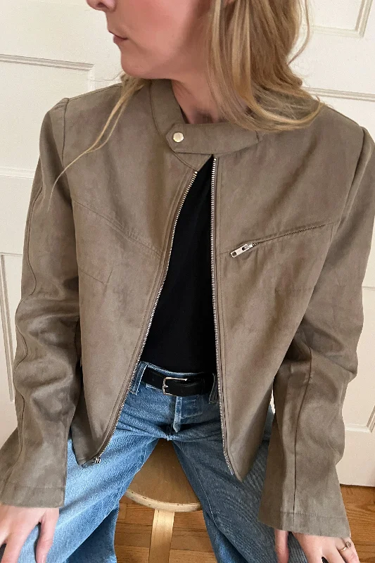 Sporty Looks VEGAN SUEDE MOTO JACKET